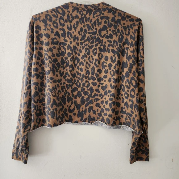 Zutter Vintage Long Sleeve Animal Print "Blondie" Cropped T-shirt Size:L - Picture 8 of 10